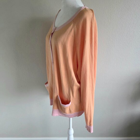 Talbots Plus Size 3X Cardigan Sweater Silk Blend Lightweight Orange Pink NEW - Picture 3 of 9